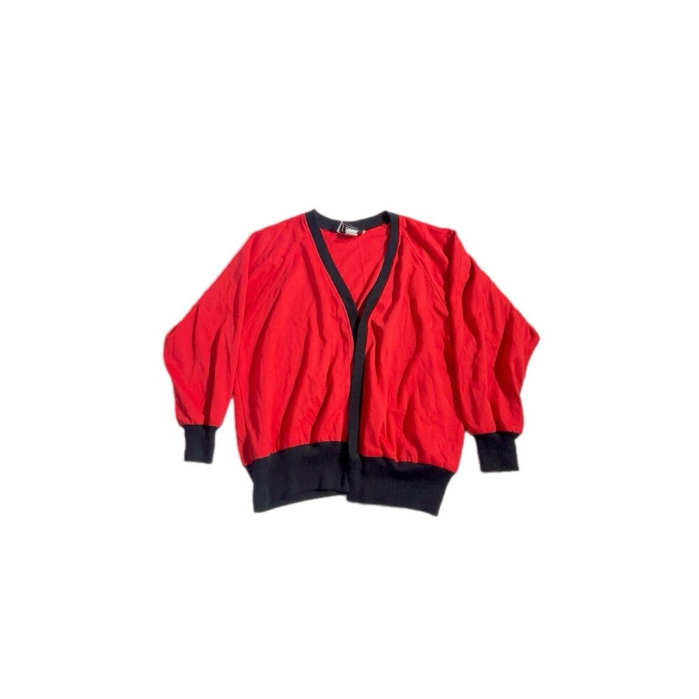J.Ellis red cardigan jacket with black knit trim Size 10